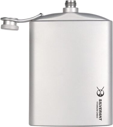 Титанова фляга SILVERANT, 248 мл, надлегка, портативна, герметична, з гвинтовою кришкою, шнурком, тканинним чохлом і лійкою для за