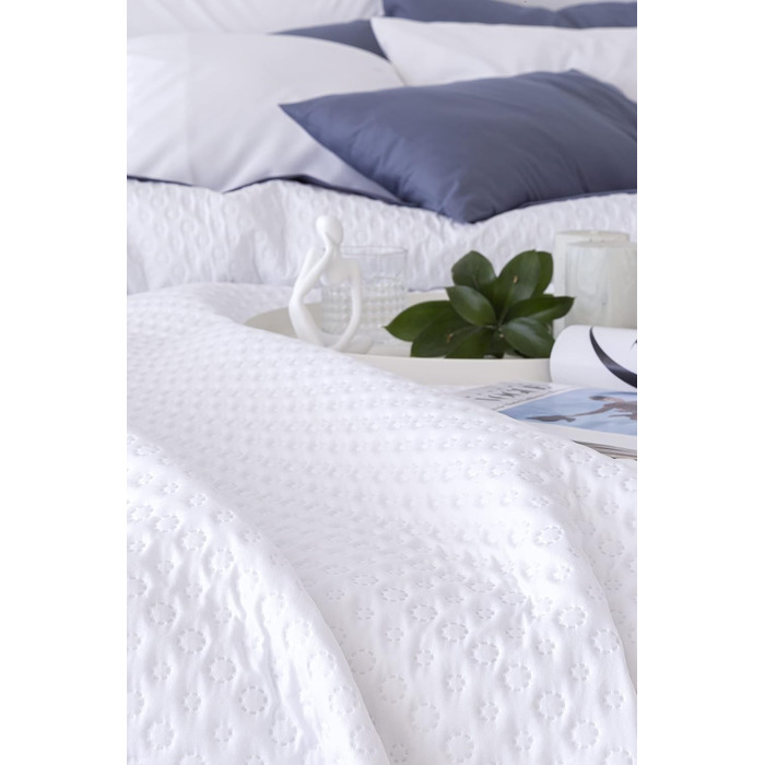 Покривало Todocama Fine Boutique з візерунком піке, біле, 105 - 200x260 см