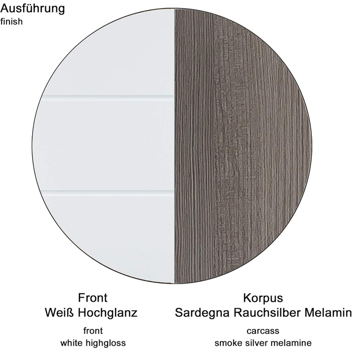 Комод - Димчасто-сріблястий/Білий глянцевий - Шафа для взуття з місцем для 12 пар взуття - (Ш x В x Г) 80 x 87 x 35 см - Хромовані ручки - Стійкий до подряпин Sardegna Димчасто-сріблястий меламін/Білий глянцевий 80 x 87 x 35 см