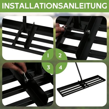 Граблі-рівняч для газону з нержавіючої сталі, з покращеним різьбовим зєднанням для запобігання розхитуванню, з ергономічною регульованою ручкою 2м, для вирівнювання ґрунту, землі, догляду за газоном та ландшафтного дизайну 45x25см