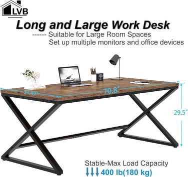 Письмовий стіл 180 см Сучасний великий комп&39ютерний стіл для домашнього офісу Дерев&39яний робочий стіл Комп&39ютерний стіл для письма в спальні Простий ігровий стіл для ПК Вінтажний коричнево-чорний 180 см Кантрі Коричневий