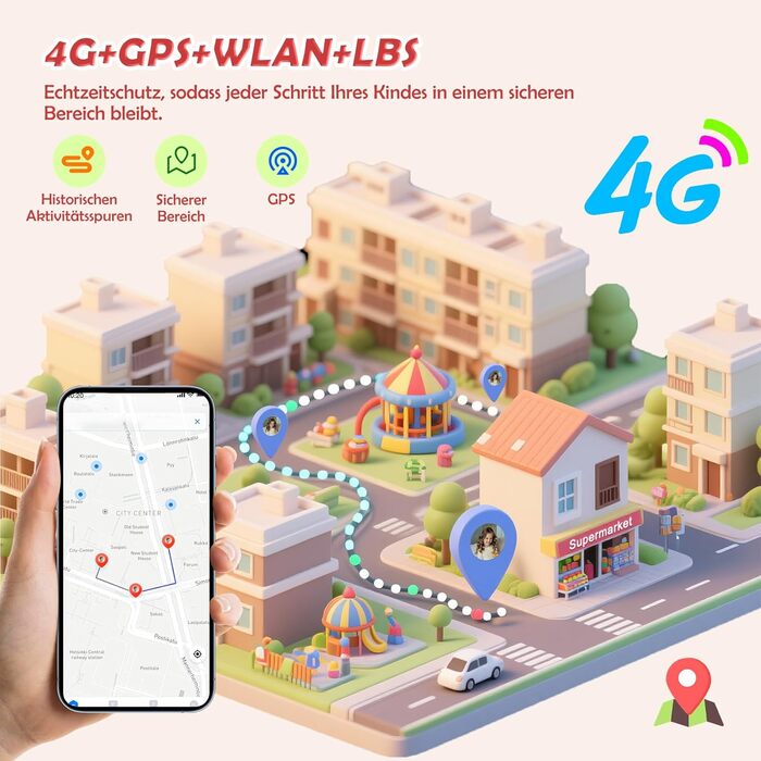 Дитячий смарт-годинник зі слотом для SIM-картки, LBSWiFiGPS-трекер, підтримка 4G, ліхтарик, екстрений виклик SOS, телефонний дзвінок, голосовий чат, шкільний режим, IP67, рожевий дитячий годинник для дівчаток