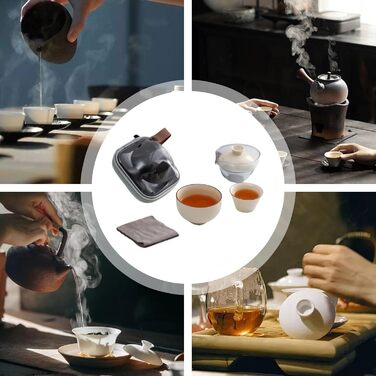 Чайний сервіз для дорослих Повний набір для чаювання, ідеальний для післяобіднього чаю та чаювань, з чашками та серветкою, керамічний сервіз для дому, подорожей та пікніків