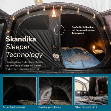 Надувний намет Skandika Timola 6 Air Надувний намет на 6 осіб, з/без технології Sleeper Technology, водяний стовп 4000 мм, висота стояння 220 см, тент, надувний намет Сімейний намет, для активного відпочинку на природі, кемпінгу на 6 осіб - Sleeper XL Plu