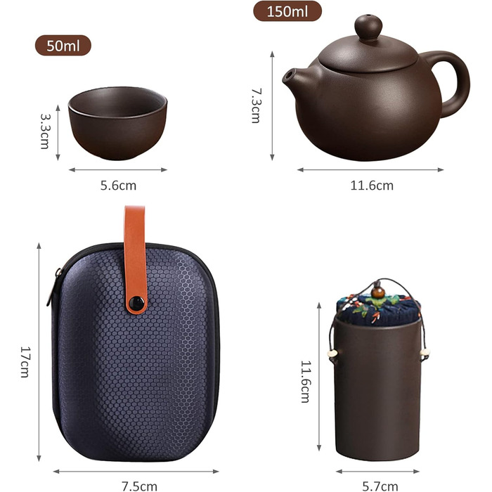 Портативний китайський фіолетовий пісочний чайний набір з точним носиком чайника та чашок для поціновувачів чаю