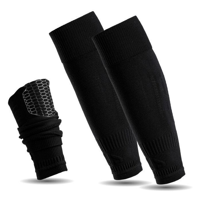 Накладки на щитки для футбольних гомілок із силіконовою ручкою Ready for Sport 1 пара накладок на щитки нековзні, легкі, гнучкі Футбольні трубки для чоловіків, жінок та дітей Один розмір Чорний