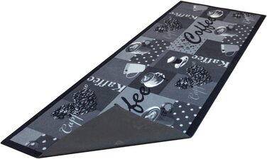 Кухонна доріжка, кухонний килимок, килимова доріжка, кавовий дизайн можна прати, розмір приблизно 60 x 180 см, дизайни кава чорно-біла кава чорно-білий приблизно 60 x 180 см