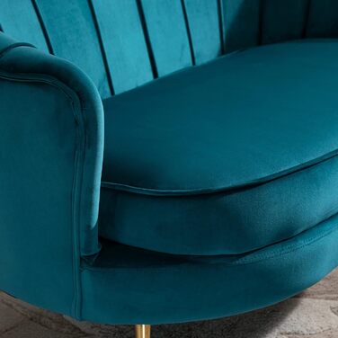 Місний диван HOMCOM з підлокітниками, спинка у формі пелюстки, товста оббивка, сучасний м&39який диван з оксамитовим виглядом, металеві ніжки для вітальні, 130 x 77 x 77 см, темно-зелений, 2-