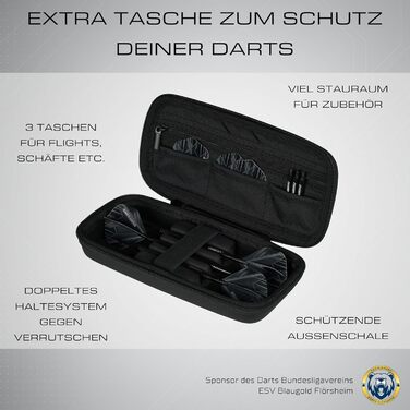 НОВИЙ набір дротиків Blackbird з 90 вольфраму з корпусом 23 г та чорним футляром 3 сталеві дротики з 9 алюмінієвими держаками та 9 дергами Набір дротиків з аксесуарами Дротики з металевим наконечником