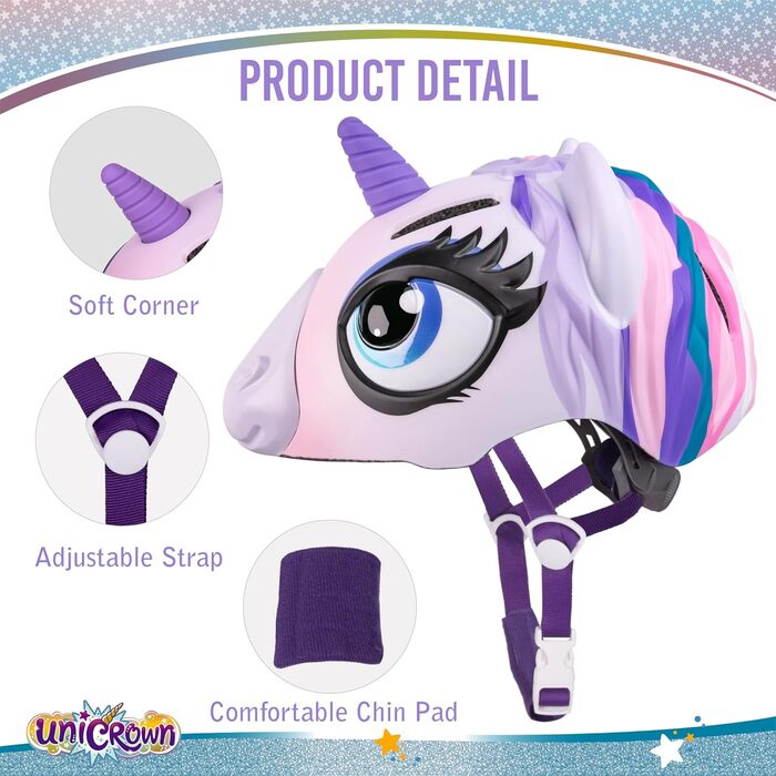 Дитячий велосипедний шолом - 3D шолом єдинорога та шолом акули для дівчаток, хлопчиків 3-8 років, регульований дитячий шолом для в