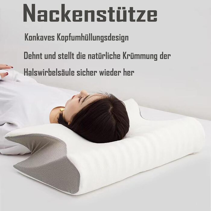 Подушка Curosleep, ергономічна ортопедична подушка, ортопедична подушка для шиї з піни з ефектом пам&39яті, подушка для підтримки шиї для сну на боці, спині та животі (чорна)