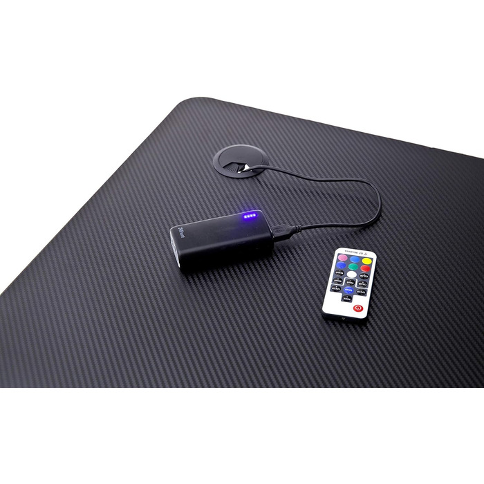 Ігровий стіл із RGB-світлодіодним підсвічуванням, МДФ під карбон, Basic 5