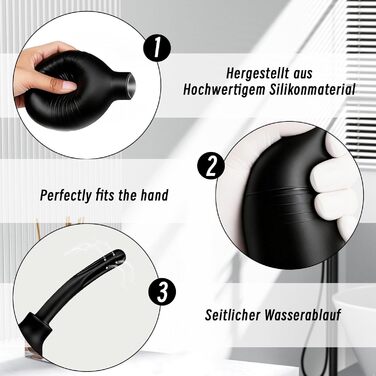 Силіконовий анальний душ для інтимної гігієни, з 3 насадками, 29 см, 220 мл, комплект для очищення з гелем 25 г