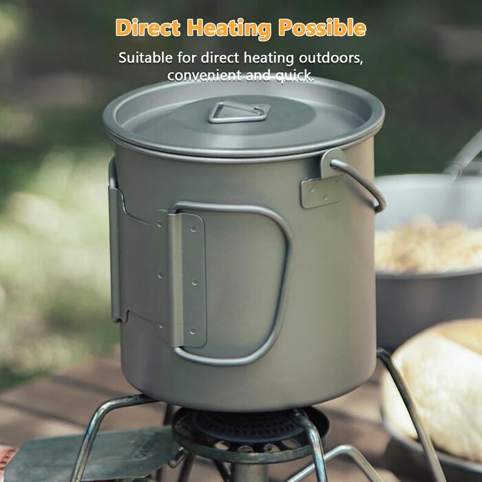 Набір з 2 титанових кухлів легка титанова чашка для кемпінгу на природі зі складною ручкою, місткістю 450 мл та 750 мл для пригод на природі, походів та подорожей