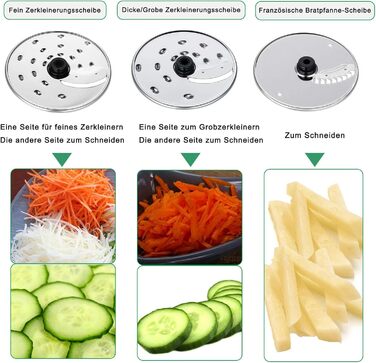 Кухонний комбайн TopStrong 1100 Вт, багатофункціональний кухонний комбайн, 11 функцій комбайн для кухонного подрібнювача, чаша 3,2 л і контейнер 1,5 л, міні-подрібнювач, оновлений ріжучий диск, соковижималка для цитрусових, лезо для подрібнення тіста сіро