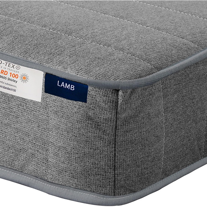 Матрац LAMB 90x200 см пружинний матрац кишенькової форми 7-зонний висота 20 см рівень жорсткості H4 медичний ортопедичний пружинний матрац з чохлом з піни та мікрофібри, сірий матрац для дорослих 90x200x20 сірий H4