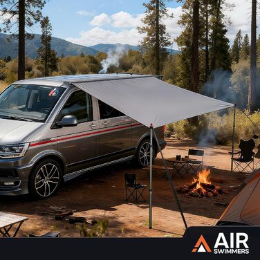 Сонячний тент з кедерною рейкою, автомобільний тент, кемпінг VW T5, сонячний тент з кедерною рейкою, автомобільний тент, з кедерною рейкою (4-6 мм), T4, T6, водонепроникний, тенти, захист від ультрафіолету, в комплекті стійки для намету, присоска, 252 x 2