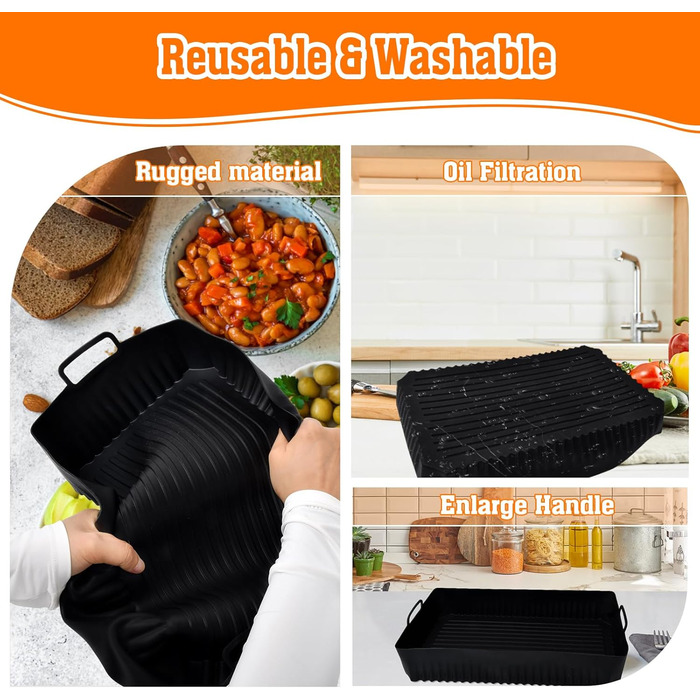 Силіконова форма для аксесуарів для фритюрниці Ninja AF500EU - Термостійка фритюрниця 3PCS Силіконова форма для фритюрниці Ninja Foodi Flexdrawer 10.4 л AF500DE силіконові форми, які легко чистити. 3 шт. силіконова форма