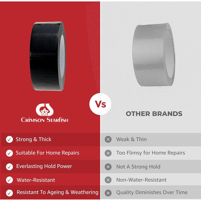 Чорна клейка стрічка 24 рулони клейкої стрічки 48 мм x 45 м Водонепроникна Універсальна стрічка для використання всередині та зовні приміщень Міцна упаковка з 24 шт.