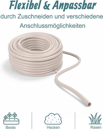 Шланг садовий Relaxdays, 20 м, універсальний водяний шланг 1/2, стійкий до УФ-випромінювання та погодних умов, тканинний садовий шланг, PP, бежевий