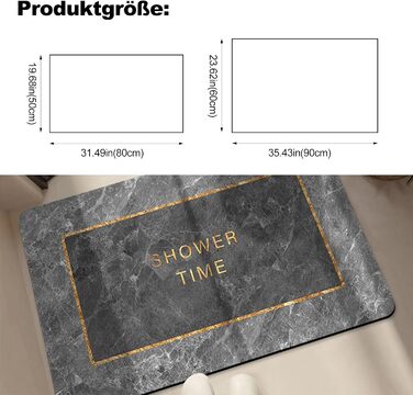 Килимок для ванної Ergocar Absorbent, швидковисихаючий килимок для ванної кімнати, стійкий до подряпин та зносостійкий, нековзний килимок, накладка на ноги для ванної кімнати, вітальні, кухні, дому (мармуровий візерунок) 60*90 см димчасто-сірий