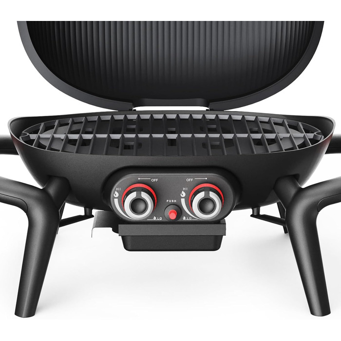 Газовий гриль TAINO KENAI, кемпінговий настільний гриль, балконний гриль, газовий, зовнішній, кухонний термометр, литий алюміній, чорний