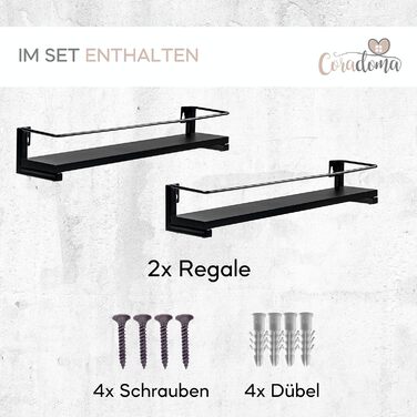 Чорна підставка для спецій, набір з 2 шт. , для банок для спецій Кухонний органайзер для зберігання спецій, 40x9 см Кухонна полиця, підставка для спецій Підвісна полиця, підставка для кухонних спецій, кухонна шафа