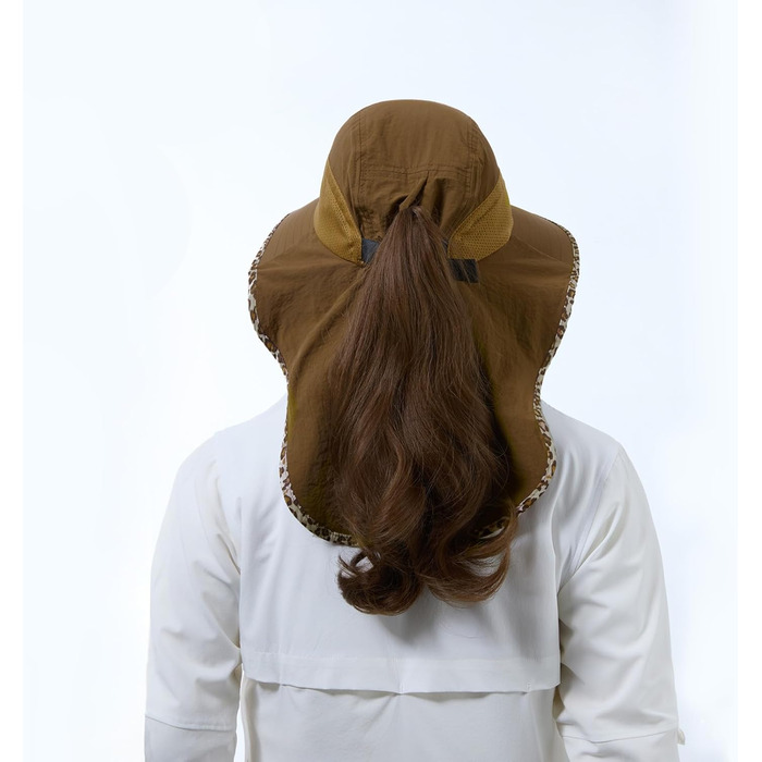 Унісекс сонцезахисний капелюх Bassdash, UPF 50, рибальський капелюх, водовідштовхувальний, з широкими полями та великим захистом шиї, хвіст, чоловічий/жіночий, один розмір, карамельний/леопардовий