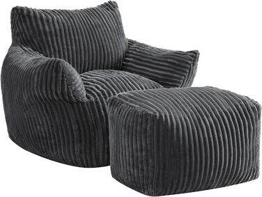 Диван-гойдалка JULY&39S SONG зі спинкою та підставкою для ніг, крісло-мішок XXL з пуфом для дорослих, диван-лінивець, подушка для сидіння в приміщенні для спальні, вітальні, зимового садка, темно-сірий