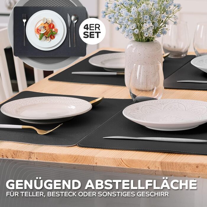 Набір з 4-х серветок Loco Bird з PU шкіри - серветки можна мити - серветка 43x30см - серветка чорна з обох сторін, серветка під шк