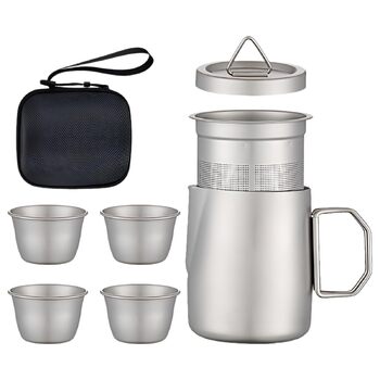 Компактний набір чашок Mini-Teeset, 4 чашки, ідеальний для походів, кемпінгу, подорожей, пікніків та домашнього використання, легкий та зручний для транспортування, для чоловіків