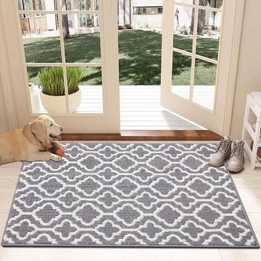 Килимок для входу SHACOS для приміщень 90x150 см, нековзний килимок для уловлювання бруду, великий килимок для входу в приміщенні, килимок для входу, патіо, коридору, саду, для домашніх тварин (сірий) 90 x 150 см сірий