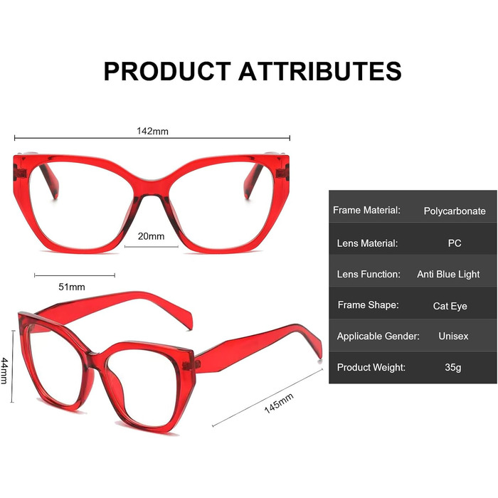 Окуляри Long Keeper Blue Light Filter Glasses Жіночі комп&39ютерні окуляри Cat Eye Anti Blue Light Anti Eyestrain Red Clear