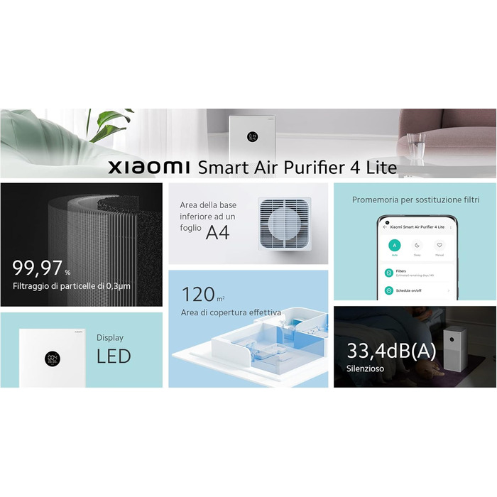 Голосове керування, високоточні датчики, білий, 4 Lite, Smart 4 Lite Air Purifier