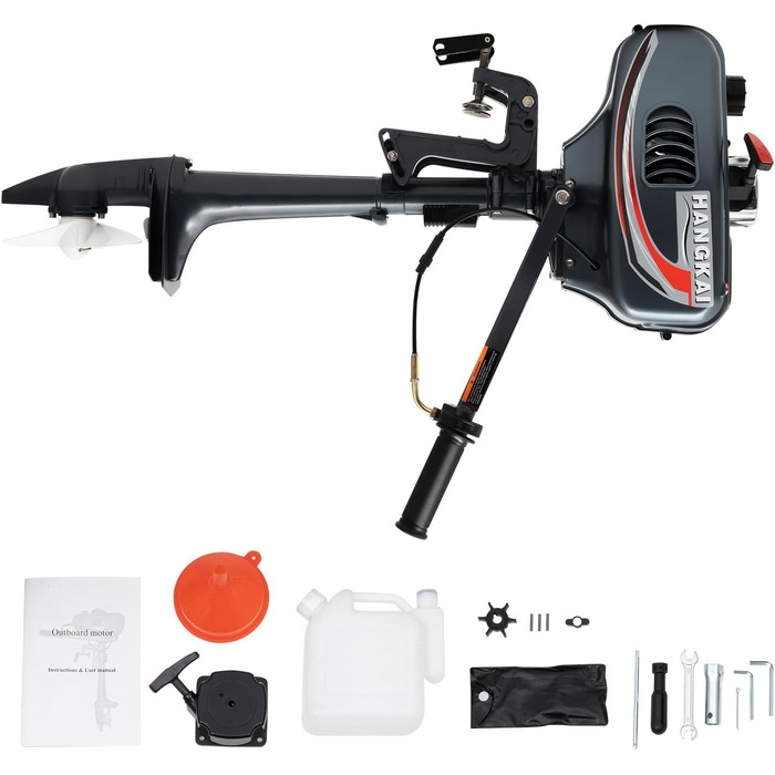 Тактний підвісний човновий мотор, підвісний човновий мотор, бензиновий підвісний мотор, 2,5 кВт та 3,5 к.с., швидкість 5000 об/хв, підходить для надувних човнів, рибальських човнів, вітрильних човнів, запчастин для підвісних моторів, 2-