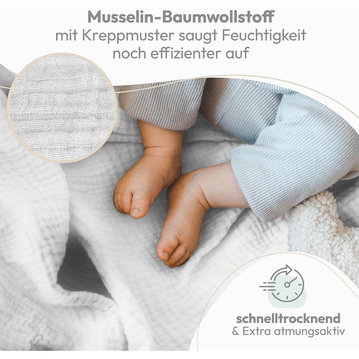 Серветки для відрижки Laleni дитячі в наборі 10 шт. з чистої бавовни - нетоксичні муслінові серветки дитячі 70х70 - поглинаючі мус