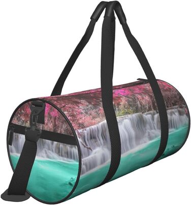 Спортивна сумка для подорожей, малюнок Водоспад, чорна, універсальний розмір