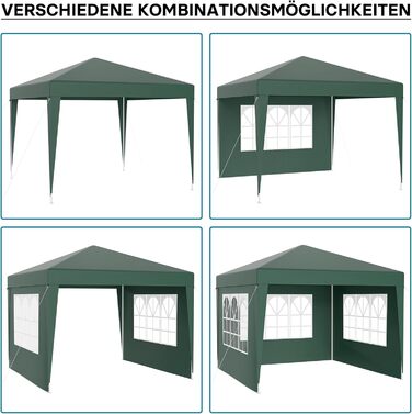 Павільйон Wiltec 3 x 3 м зеленого кольору з УФ-захистом 50, садовий павільйон зі знімними бортами, намет для вечірок з вікнами, наприклад, для тераси та фестивалю