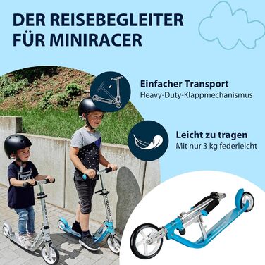 Дитячий самокат HUDORA Little BigWheel безпечний алюмінієвий міський самокат для дітей від 3 років, регульована висота, складаний механізм, навантаження до 100 кг, великі колеса, небесно-блакитний