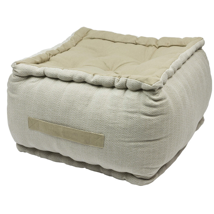 Товста підлогова подушка із зигзагоподібним плетінням - висота 25 см - пуф - оттоманка - табуретка - 40x40x25 см - 100 бавовна (бежевий)