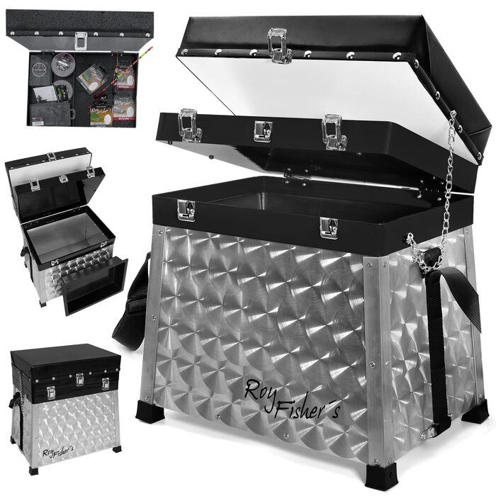 Рибальський ящик/рибальський кейс Roy Fisher з 2 шухлядами, ящик для снастей, ящик для сидіння, рибальське сидіння, рибальський кейс з 2 шухлядами