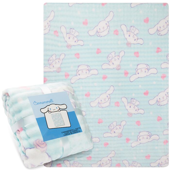 Флісова ковдра Get Trend Cinnamoroll Sanrio 130x150 см, ліцензована, для ліжка, дивана та подорожей, ідея подарунка (білий Cinnamoroll) Білий Cinnamoroll 130x150 см