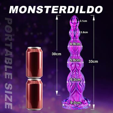 Силіконовий гігантський фентезійний вузол анальний фалоімітатор, монстр-вузол кінський фалоімітатор, 33 см реалістичний фентезійний дракон-фалоімітатор з 4 собачими вузлами, силіконовий товстий анальний фалоімітатор на присосці, XXXL гігантський вузол фал