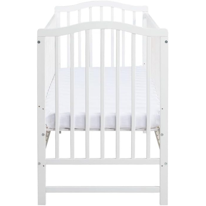 Дитяче ліжко ms factory Paris 120x60 см Дитяче ліжко з регульованою висотою з масиву дерева Ліжечко з безпечним лаком на водній основі Трансформоване дитяче ліжко зі знімними поручнями, біле