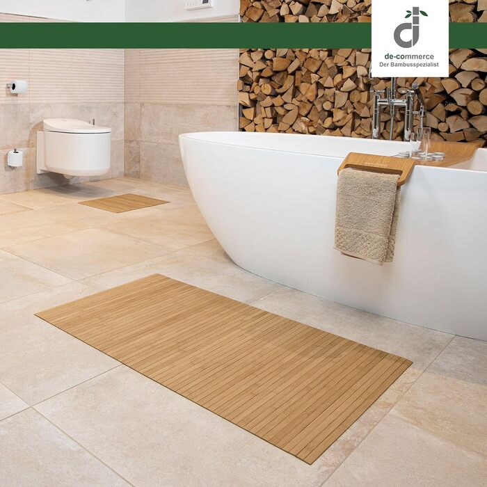 Килимки для ванної з бамбука DE-COMmerce, набір з 3 шт. , килимок для ванної, дерев&39яний килимок, бамбуковий килимок, ванна кімната, нековзний, колір природний