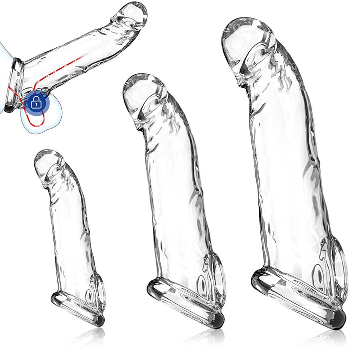 Набір з 3 накладок на пеніс з кільцем для яєчок, кільце для пеніса, секс-іграшка для чоловіків, секс-іграшки для пар, екстремальний накладка для збільшення та подовження пеніса, накладка для пеніса покращує витривалість та чутливість