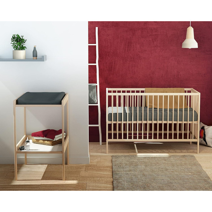 Дерев&39яне дитяче ліжечко 60x120 см, бук, натуральний ONE 124 x 64,5 x 82 см Ліжечко З народження Комфортний сон Рейкова основа Ліжко з перекладинами Регульована рейкова основа 3 рівнів висоти Бежевий