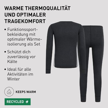 Термобілизна Odlo для чоловіків Активна тепла Термосорочка з довгими рукавами та термоштани Комплект теплої лижної білизни Чоловічий розмір L Темно-сірий меланж - Сірий меланж