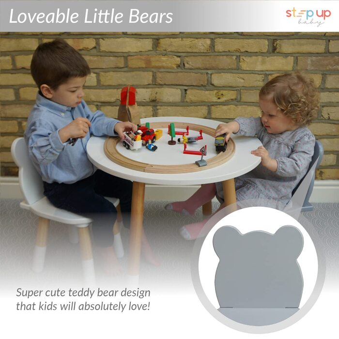 Дитячий стіл і стільці, дитячий ігровий стіл для малюків 2 стільці дерев'яний набір, 2-5 років (круглий)