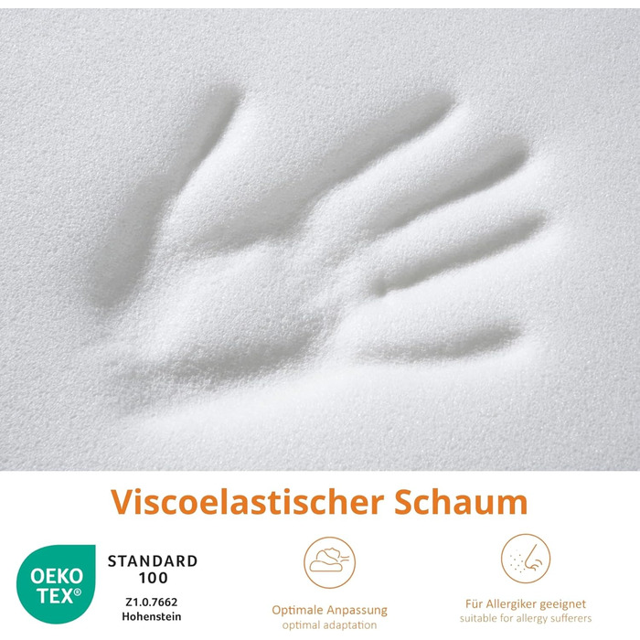 Маленька дорожня подушка для сну 25x42 см, висота 7 см, подушка для шиї, ортопедична подушка, стискаюча подушка з віско з піни з пам&39яттю форми 25 x 42 см, ергономічна подушка для підтримки шиї, зроблено в ЄС, Oeko-TEX 25 x 42 x 7 см
